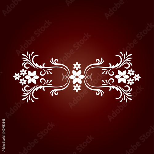 Elegant Symmetrical Floral Ornament Border Design on Gradient Background 