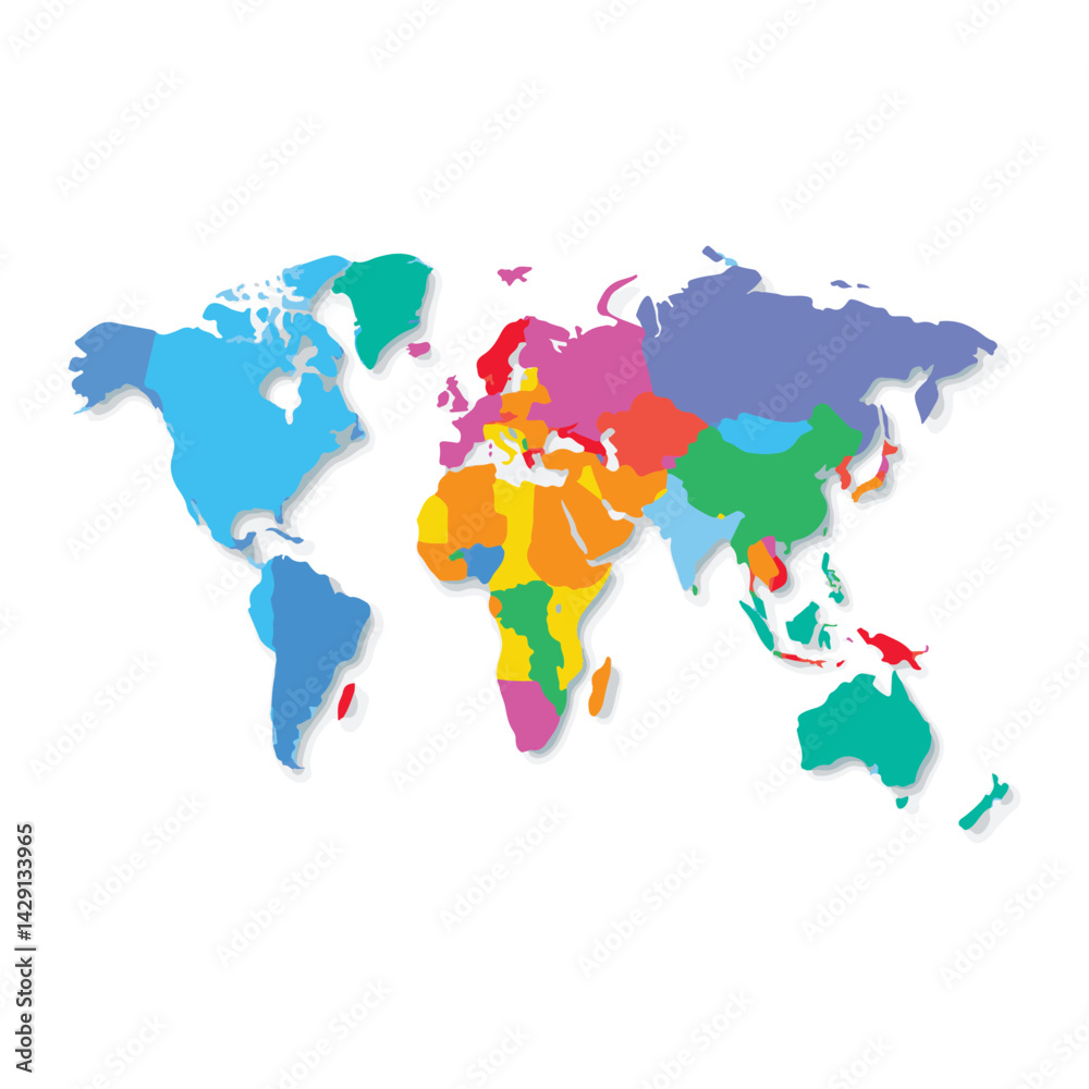 Obraz premium Vibrant Colored World Map Illustration
