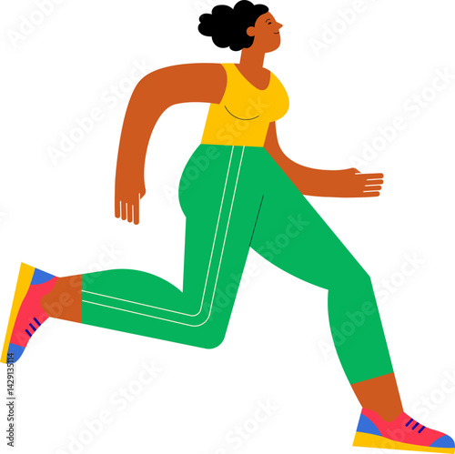 Running black woman cartoon character