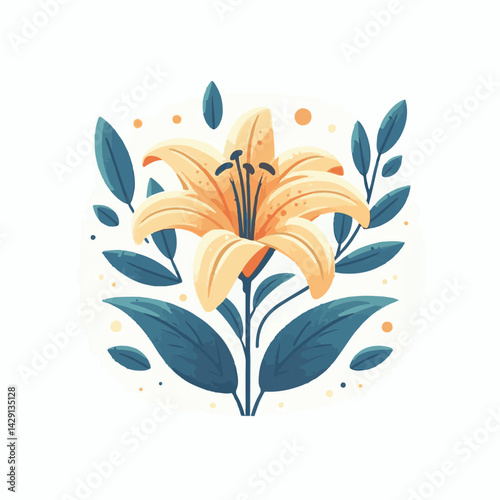 floral, lily, flower, nature, blossom, plant, white, background, spring, flora, bouquet, isolated, botanical, decoration, summer, botany, leaf, bloom, beautiful, green, closeup, petal, illustration, g