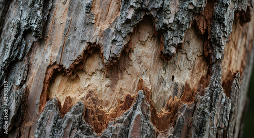 Worn Timber Texture Revealing Inner Layers Of An Old Weathered Tree