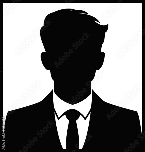 Professional businessman profile icon. Portrait front view. Head and shoulders in formal wear with tie and court. Businessman faceless avatar isolated on transparent background. Vector illustration.