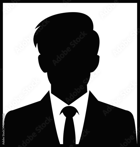 Professional businessman profile icon. Portrait front view. Head and shoulders in formal wear with tie and court. Businessman faceless avatar isolated on transparent background. Vector illustration.