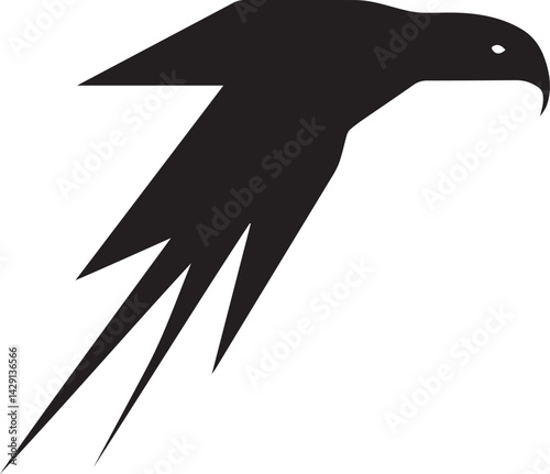 falcon logo design silhouette style vector minimal vector art illustration on a white background
