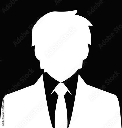 Professional businessman profile icon. Portrait front view. Head and shoulders in formal wear with tie and court. Businessman faceless avatar isolated on transparent background. Vector illustration.