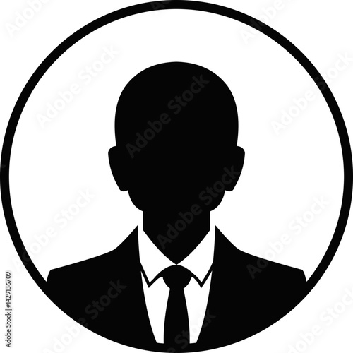 Professional businessman profile icon. Portrait front view. Head and shoulders in formal wear with tie and court. Businessman faceless avatar isolated on transparent background. Vector illustration.