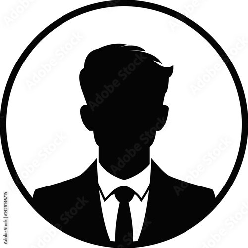 Professional businessman profile icon. Portrait front view. Head and shoulders in formal wear with tie and court. Businessman faceless avatar isolated on transparent background. Vector illustration.