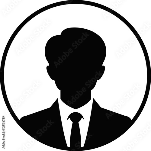 Professional businessman profile icon. Portrait front view. Head and shoulders in formal wear with tie and court. Businessman faceless avatar isolated on transparent background. Vector illustration.