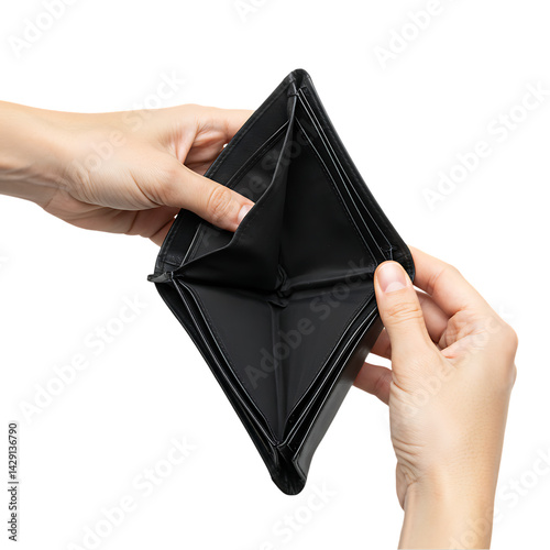 Empty Wallet Concept Illustration | No Money Financial Crisis Image | Broke Wallet PNG Design .