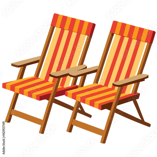 American lawn chairs set vector design clipart on white background