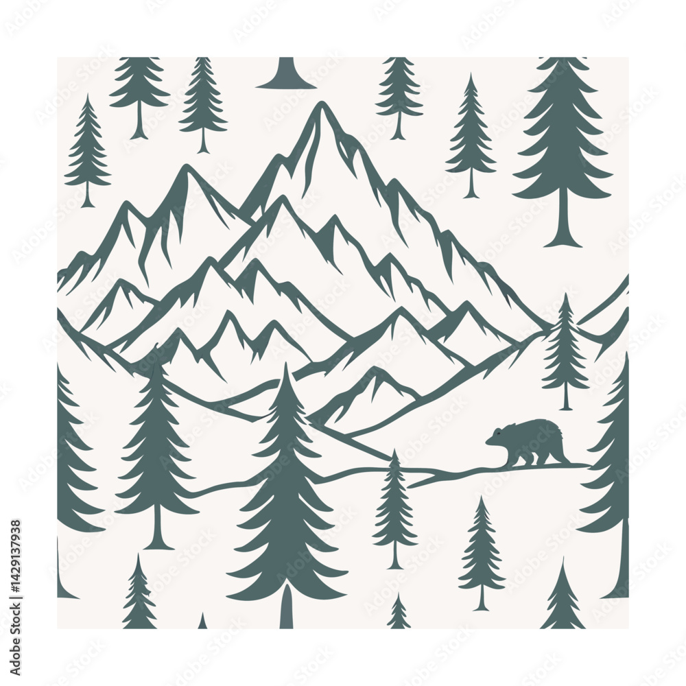Obraz premium Tiny Mountain Shapes Pattern, Golden banana leaf line arts, Hand drawn outline design for fabric, print, cover, banner and invitation, Vector illustration.