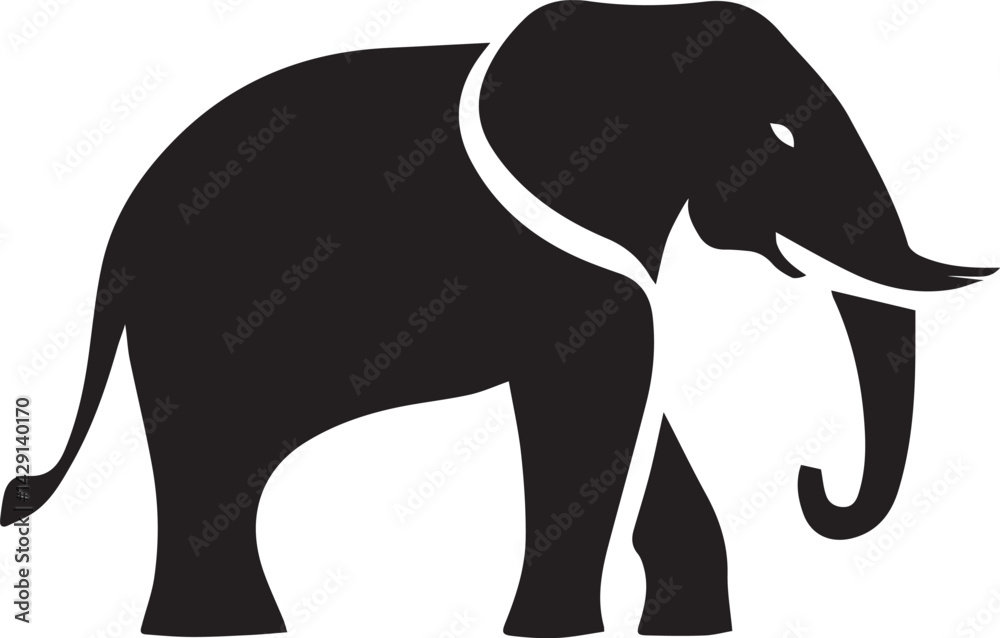 Fototapeta premium elephant head logo design silhouette style vector minimal vector art illustration on a white background 