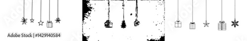 Hanging festive ornaments and gifts illustration with a simplistic design for celebration themes