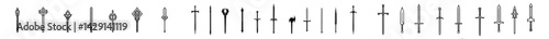 Vector icons of swords and decorative blades for design resources and digital artworks