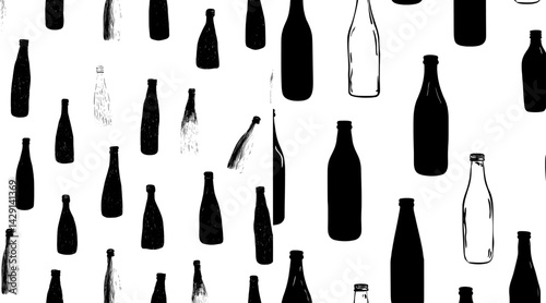 Vector illustration of various bottle shapes in black and white pattern suitable for modern designs and projects