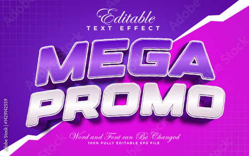 Mega Promo editable text effect in glossy and purple style
