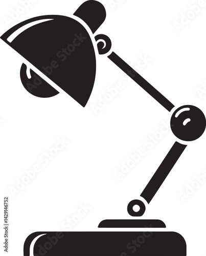 Desk lamp silhouette vector, Desktop lamp black vector illustration