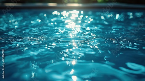 Teal reflections distort the surface of a pool of liquid starlight