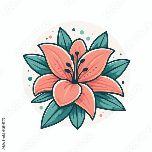 floral, lily, flower, nature, blossom, plant, white, background, spring, flora, bouquet, isolated, botanical, decoration, summer, botany, leaf, bloom, beautiful, green, closeup, petal, illustration, g