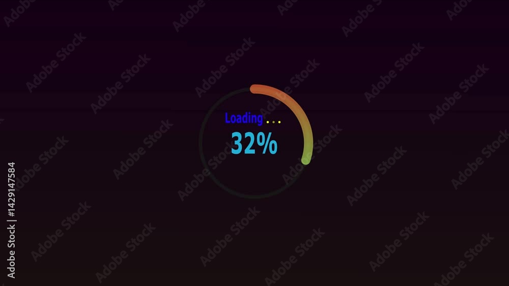 1 to from 53% loading animation. glowing circular progress . 