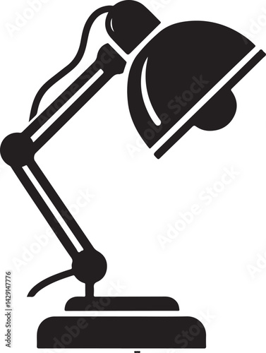 Desk lamp silhouette vector, Desktop lamp black vector illustration