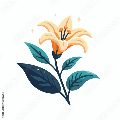 floral, lily, flower, nature, blossom, plant, white, background, spring, flora, bouquet, isolated, botanical, decoration, summer, botany, leaf, bloom, beautiful, green, closeup, petal, illustration, g