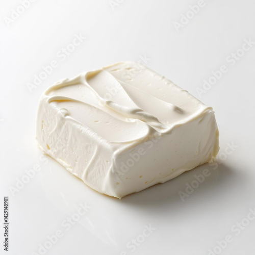 Smooth Cream Cheese on White Background