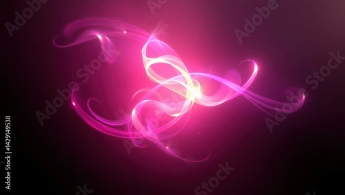 Pink light flare effect with magic lens sparkle shine. Flash glare glow with glitter on neon line vector. Abstract bright beam divider collection. Festive and glamour magenta border overlay asset
