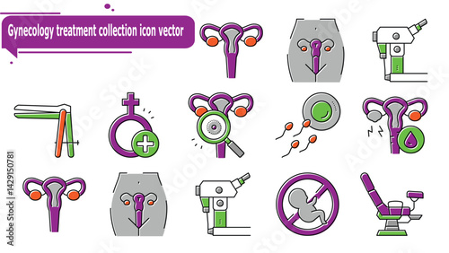 Gynecology treatment collection icon vector