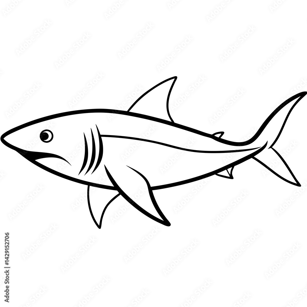 Fototapeta premium Mako Shark in Clean Line Design