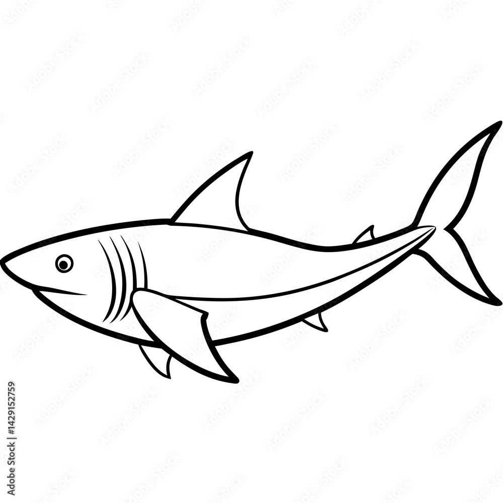 Fototapeta premium Mako Shark in Clean Line Design