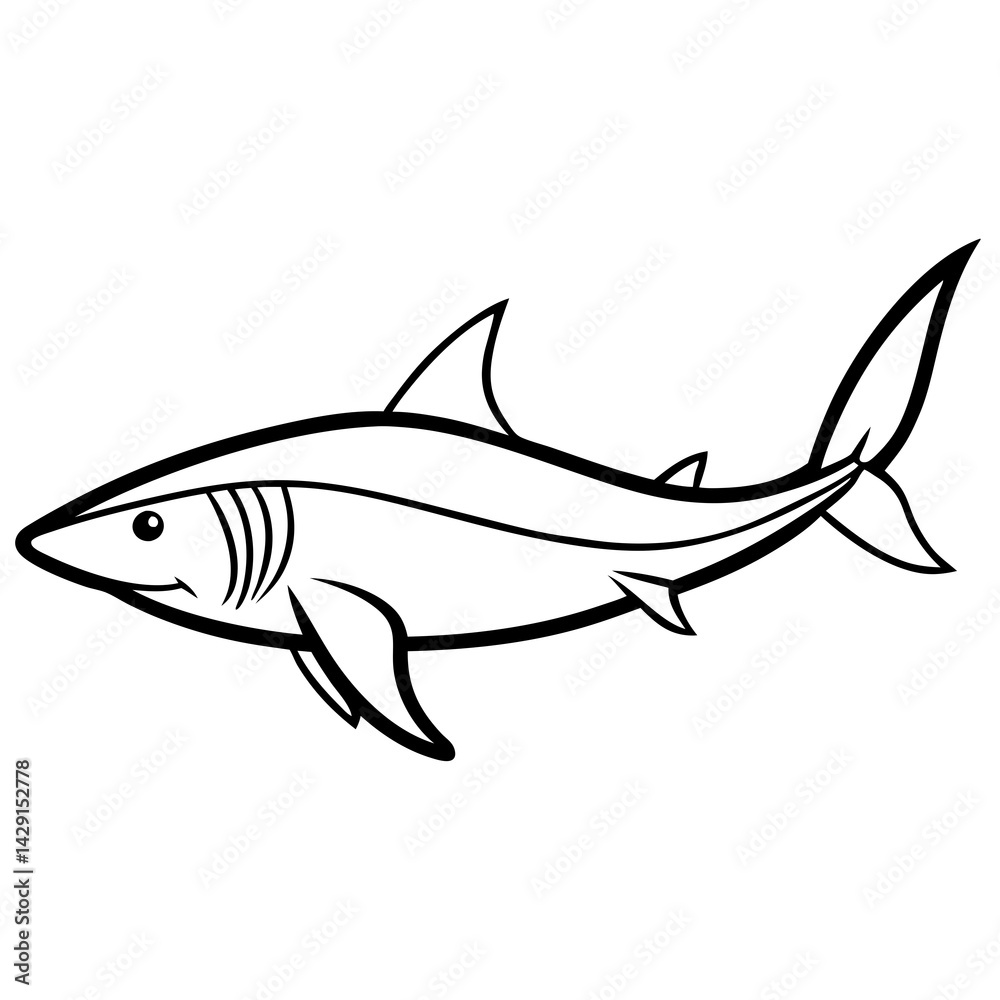 Fototapeta premium Mako Shark in Clean Line Design