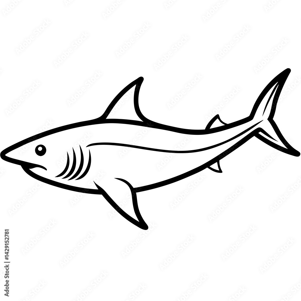 Fototapeta premium Mako Shark in Clean Line Design