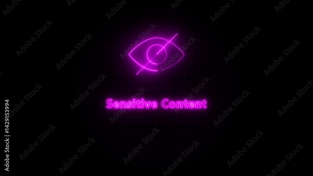 glowing neon Sensitive Content Animation. Glowing neon eye icon animation. glowing neon Sensitive Content Animation. Glowing neon eye icon animation.