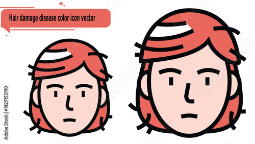 Hair damage disease color icon vector