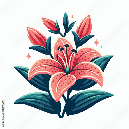 floral, lily, flower, nature, blossom, plant, white, background, spring, flora, bouquet, isolated, botanical, decoration, summer, botany, leaf, bloom, beautiful, green, closeup, petal, illustration, g