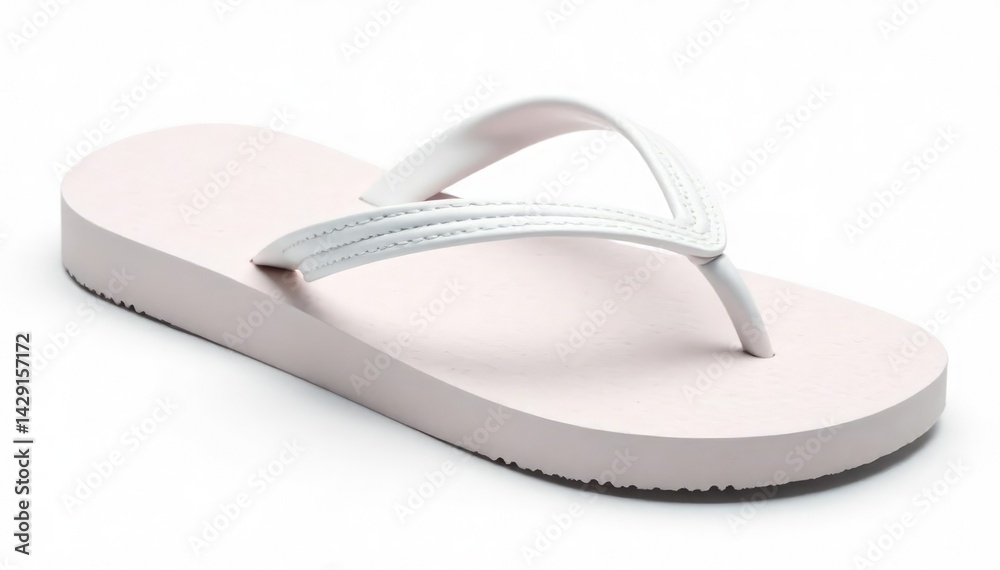 Single white flip-flop, isolated on pure white background, sandal, vacation Single white flip-flop, isolated on pure white background, sandal, vacation