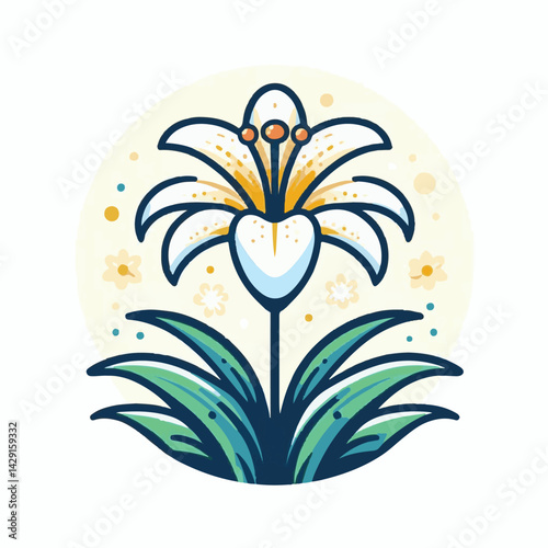 floral, lily, flower, nature, blossom, plant, white, background, spring, flora, bouquet, isolated, botanical, decoration, summer, botany, leaf, bloom, beautiful, green, closeup, petal, illustration, g
