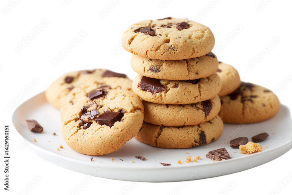 Cookies stacked on a plate isolated over png transparent background Cookies stacked on a plate isolated over png transparent background