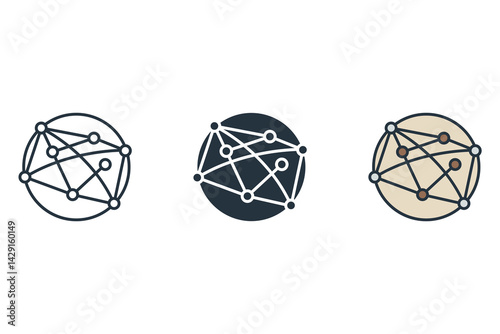 global connect icons isolated on White Background. Flat style design