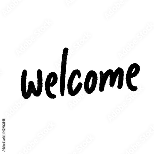 Obraz na plátně welcome png word handwrite pen line and outline design cartoon cute decoration c