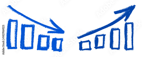 Chart Growth Decline Crayon Chalk Drawing Vector Set
