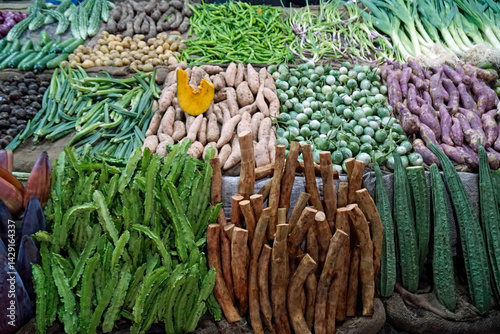 colorful fresh vegetables on a farmers market in sri lanka