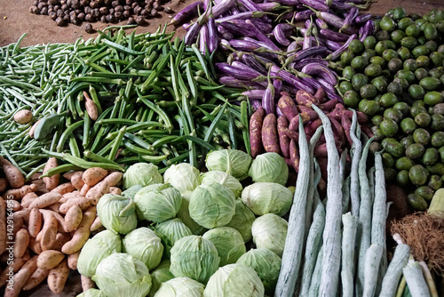 colorful fresh vegetables on a farmers market in sri lanka