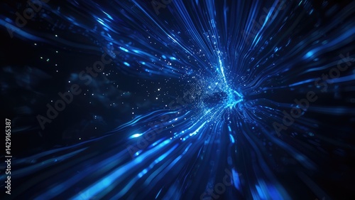 Wallpaper Mural Abstract picture micro light sparkling particle represent data flow vivid flowing wave with high tech background, create digital effect scene perfect for energetic and fantasy wallpaper design. AIG53. Torontodigital.ca