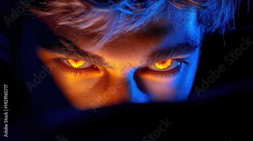 Intense Glowing Eyes Of A Mysterious Man