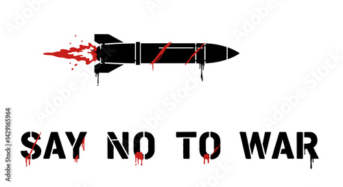  Not a bad call. Anti-war message with missile graphic on white background