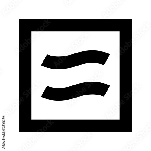 Illustration of two black wavy lines stacked vertically inside a square frame on a white background