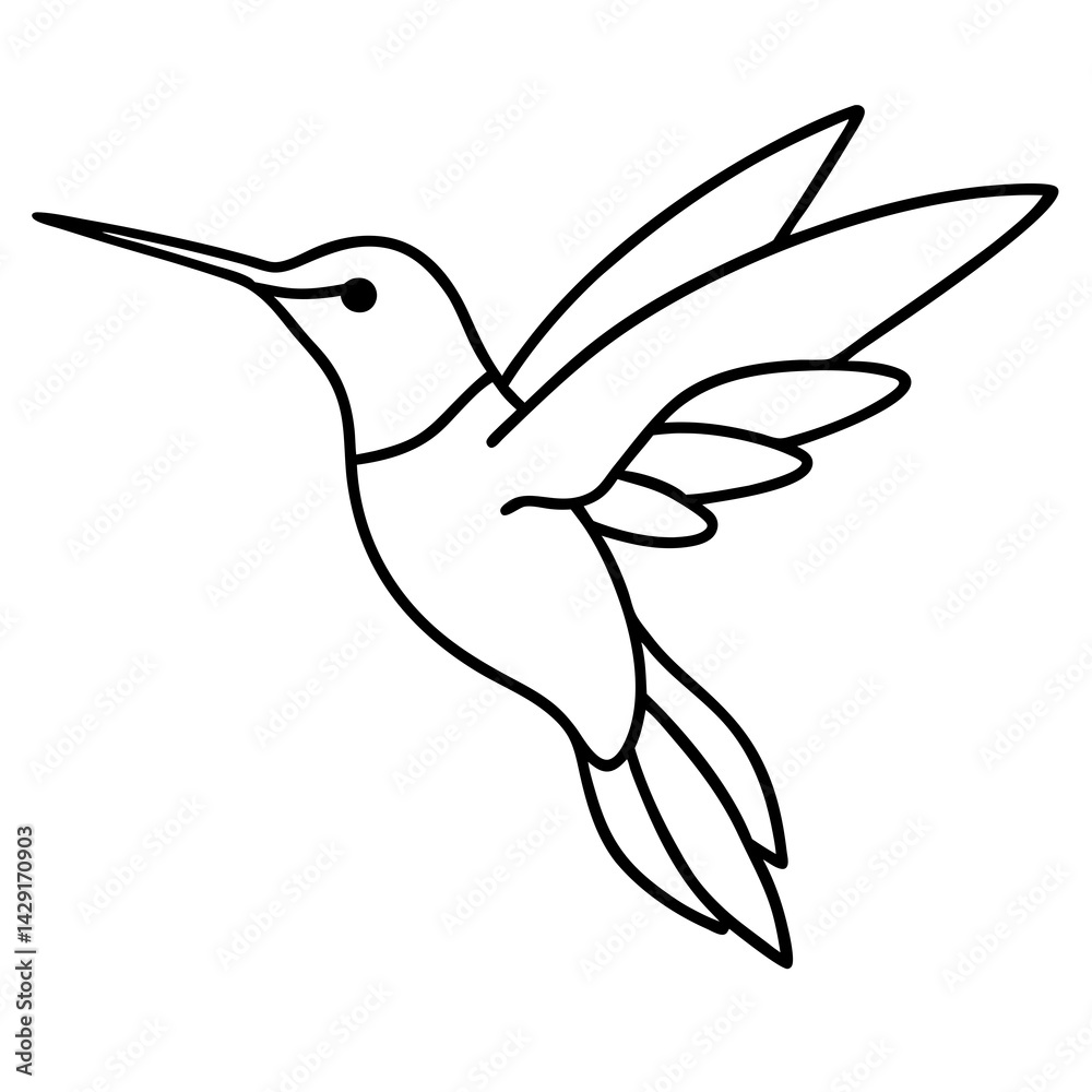 Obraz premium Simple Hummingbird in Continuous Line Vector