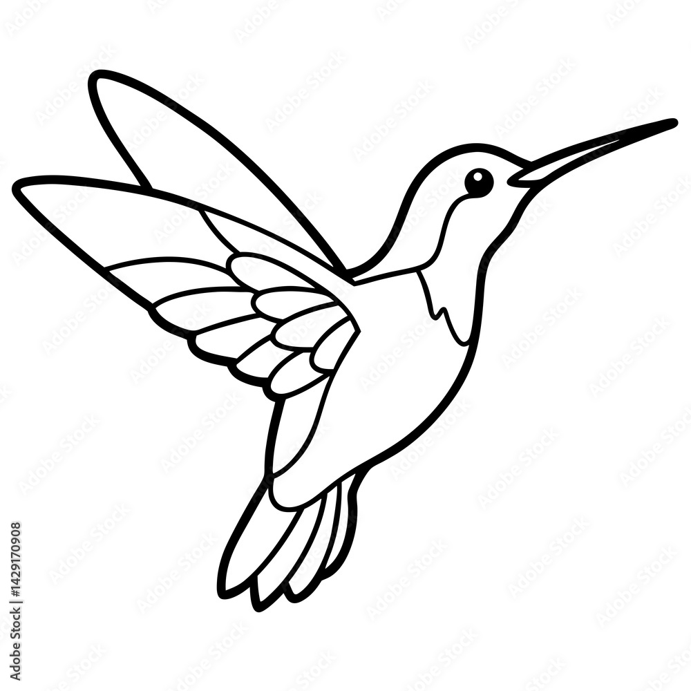 Fototapeta premium Simple Hummingbird in Continuous Line Vector